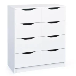 Cassettiera Bianco 8 Cassetti Apertura Scorrevole 80x40x91h cm, Chiusura Scorrevole - Ponzone