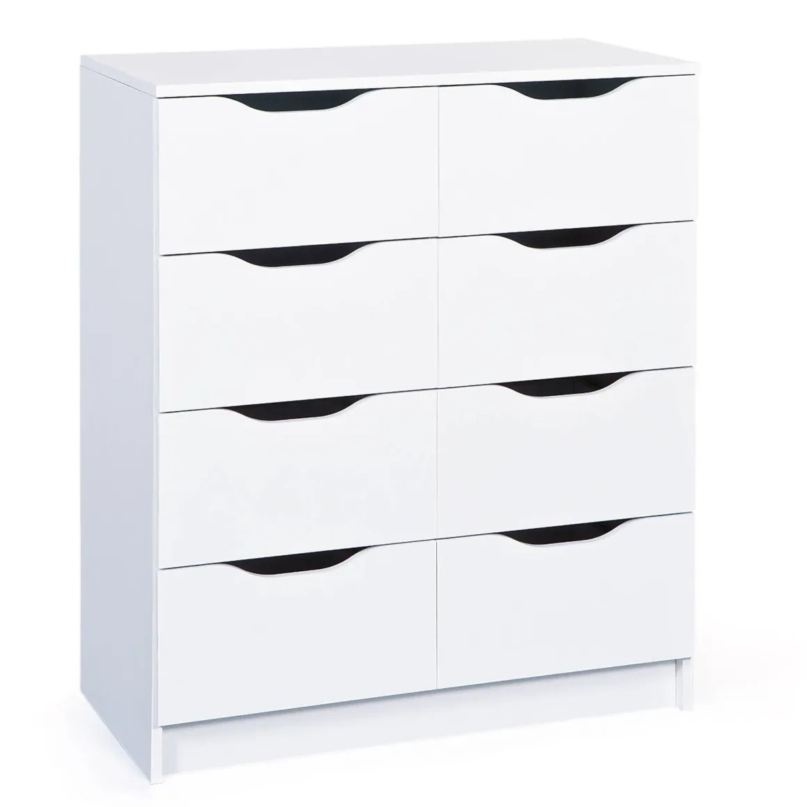 Cassettiera Bianco 8 Cassetti Apertura Scorrevole 80x40x91h cm, Chiusura Scorrevole - Ponzone