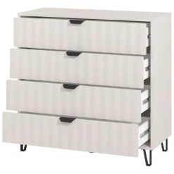 Cassettiere > Dmora Cassettiera Bianco Grigio 4 Cassetti Apertura Scorrevole 93x40x90.5h cm, Chiusura Scorrevole - Maggiora Grigio, Bianco