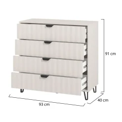Cassettiere > Dmora Cassettiera Bianco Grigio 4 Cassetti Apertura Scorrevole 93x40x90.5h cm, Chiusura Scorrevole - Maggiora Grigio, Bianco