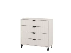Cassettiere > Dmora Cassettiera Bianco Grigio 4 Cassetti Apertura Scorrevole 93x40x90.5h cm, Chiusura Scorrevole - Maggiora Grigio, Bianco