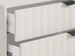 Cassettiere > Dmora Cassettiera Bianco Grigio 4 Cassetti Apertura Scorrevole 93x40x90.5h cm, Chiusura Scorrevole - Maggiora Grigio, Bianco