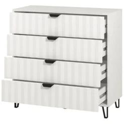 Cassettiera Bianco Grigio 4 Cassetti Apertura Scorrevole 93x40x90h cm, Chiusura Scorrevole - Maggiora