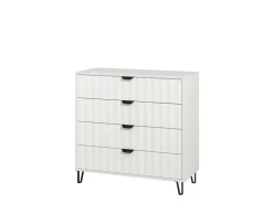 Cassettiera Bianco Grigio 4 Cassetti Apertura Scorrevole 93x40x90h cm, Chiusura Scorrevole - Maggiora