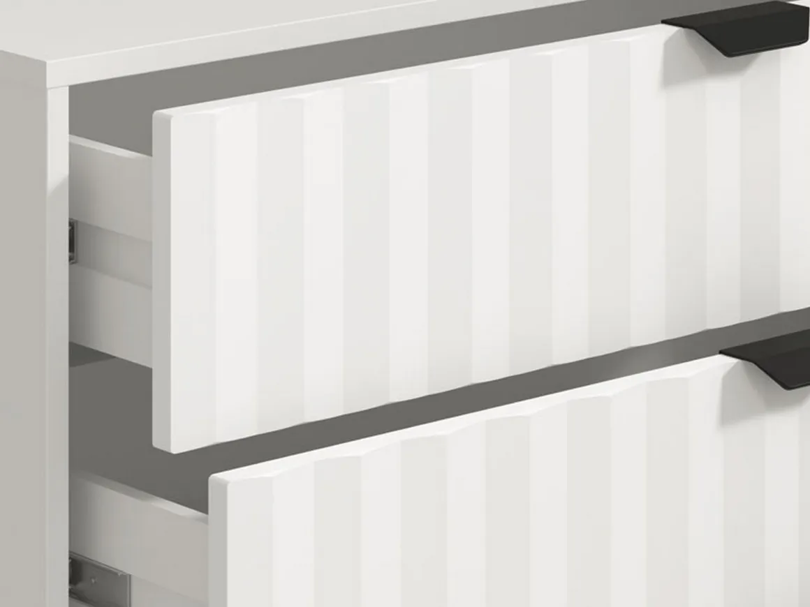 Cassettiera Bianco Grigio 4 Cassetti Apertura Scorrevole 93x40x90h cm, Chiusura Scorrevole - Maggiora