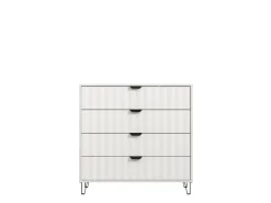 Cassettiera Bianco Grigio 4 Cassetti Apertura Scorrevole 93x40x90h cm, Chiusura Scorrevole - Maggiora