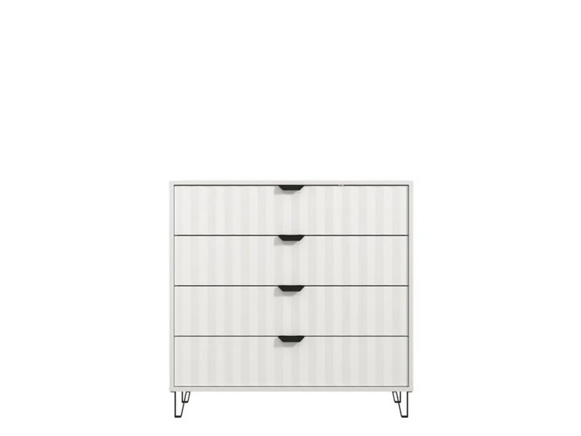 Cassettiera Bianco Grigio 4 Cassetti Apertura Scorrevole 93x40x90h cm, Chiusura Scorrevole - Maggiora