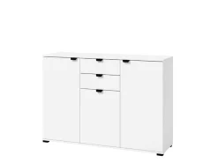 Cassettiera Bianco Nero 2 Cassetti Apertura Battente, Scorrevole 135x40x95h cm, Chiusura Battente, Scorrevole - Mainarda