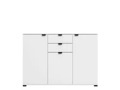 Cassettiera Bianco Nero 2 Cassetti Apertura Battente, Scorrevole 135x40x95h cm, Chiusura Battente, Scorrevole - Mainarda