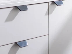 Cassettiera Bianco Nero 2 Cassetti Apertura Battente, Scorrevole 135x40x95h cm, Chiusura Battente, Scorrevole - Mainarda