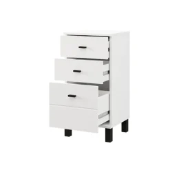 Cassettiera Bianco Nero 3 Cassetti con Piedini 39x35x78h cm, Apertura Scorrevole - Vilcab