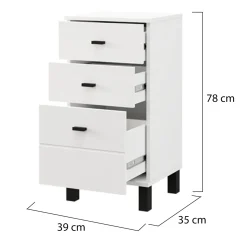 Cassettiere > Dmora Cassettiera Bianco Nero 5 Cassetti Apertura Scorrevole 45x40x95h cm, Chiusura Scorrevole - Mainarda Nero, Bianco