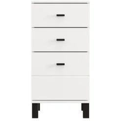 Cassettiere > Dmora Cassettiera Bianco Nero 5 Cassetti Apertura Scorrevole 45x40x95h cm, Chiusura Scorrevole - Mainarda Nero, Bianco