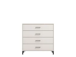 Cassettiere > Dmora Cassettiera Bianco Panna Nero 4 Cassetti Apertura Scorrevole 93x40x90h cm, Chiusura Scorrevole - Vidor Nero, Bianco Panna