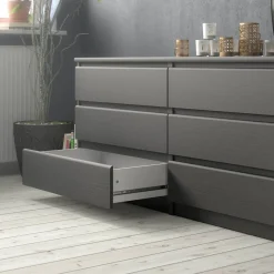 Cassettiera 6 Cassetti Apertura Scorrevole 153.6x50x70.1h cm, Chiusura Scorrevole