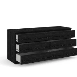 Cassettiera 6 Cassetti Apertura Scorrevole 153.6x50x70.1h cm, Chiusura Scorrevole