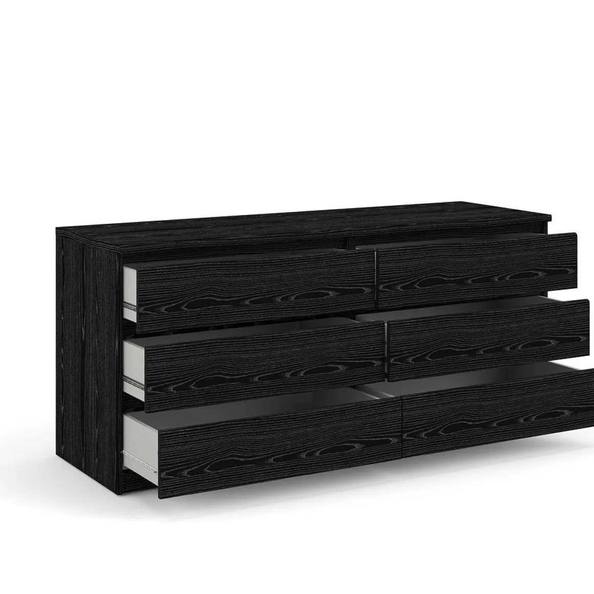 Cassettiera 6 Cassetti Apertura Scorrevole 153.6x50x70.1h cm, Chiusura Scorrevole