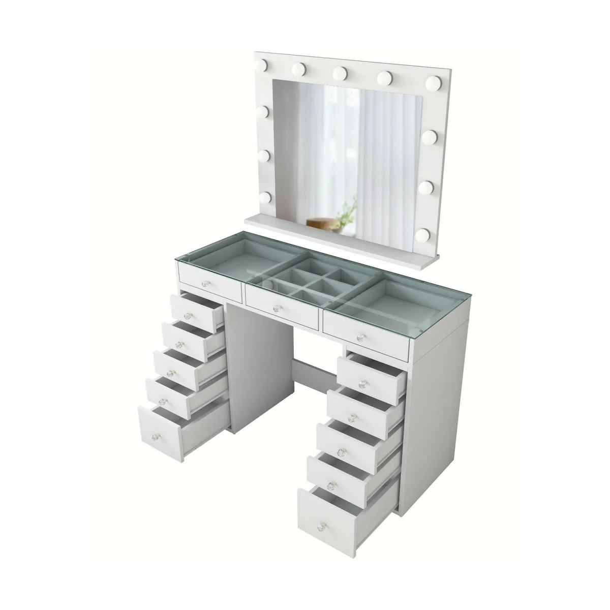 Cassettiere > Dmora Cassettiera 13 cassetti bianca 120x79h cm - Labico Bianco