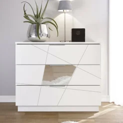 Cassettiere > Dmora Cassettiera 3 cassetti bianca 104x85h cm - Nilam Bianco