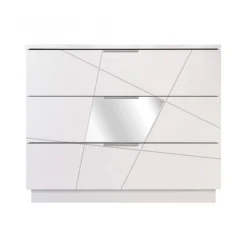 Cassettiere > Dmora Cassettiera 3 cassetti bianca 104x85h cm - Nilam Bianco