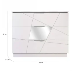 Cassettiere > Dmora Cassettiera 3 cassetti bianca 104x85h cm - Nilam Bianco