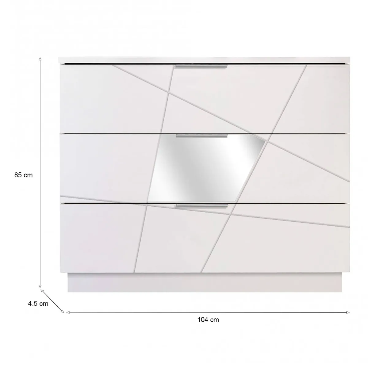 Cassettiere > Dmora Cassettiera 3 cassetti bianca 104x85h cm - Nilam Bianco