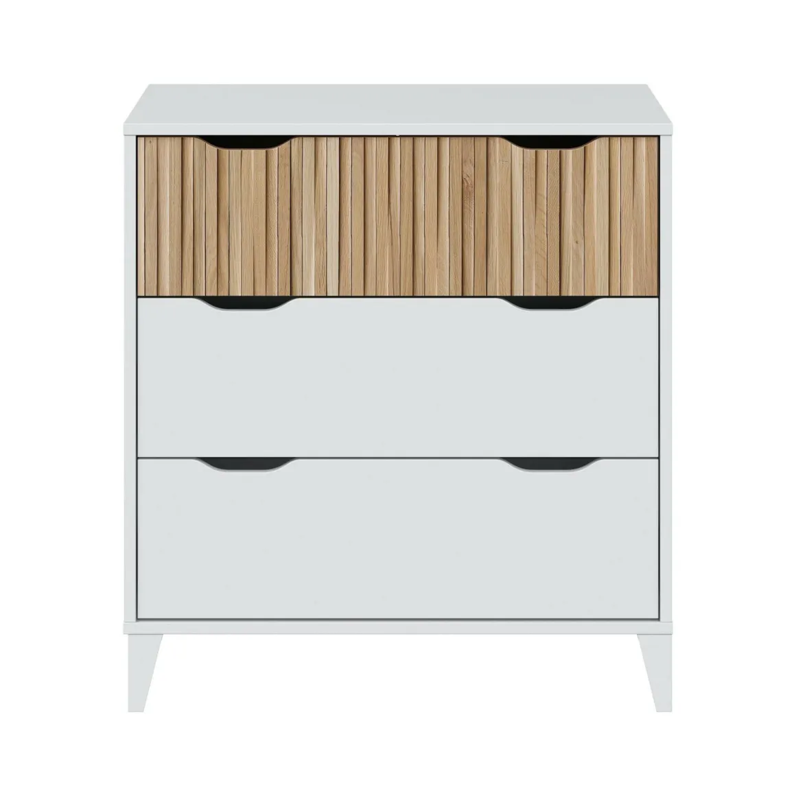 Cassettiera 3 cassetti bianca e rovere 70x76h cm - Archi