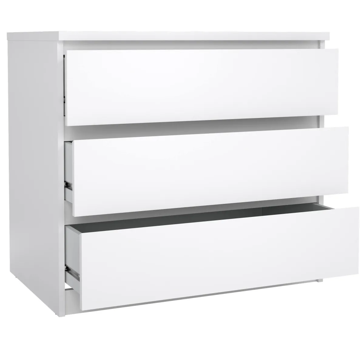 Cassettiere > Dmora Cassettiera 3 cassetti bianca lucida 77x68h cm - Kajiki Bianco Lucido