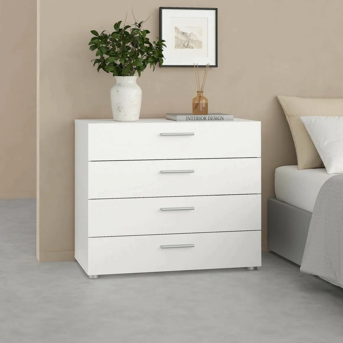 Cassettiera 4 cassetti bianca 80x68h cm - Arwen