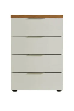Cassettiera 4 cassetti bianca lucida e rovere 60x89h cm - Amman