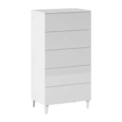 Salotto|Camera Da Letto > Dmora Cassettiera 5 cassetti bianca 61x118h cm - Armo Bianco