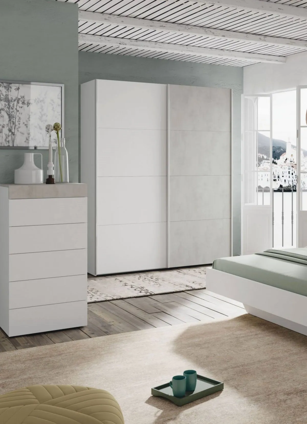 Salotto|Camera Da Letto > Dmora Cassettiera 5 cassetti bianca 61x118h cm - Armo Bianco
