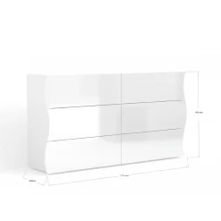 Cassettiera 6 cassetti bianca lucida 111x82h cm - Aton
