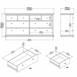 Cassettiera 8 cassetti bianca 183x86h cm - Asiagela