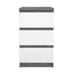 Cassettiera 3 cassetti cemento e bianca lucida 50x70h cm - Accudino