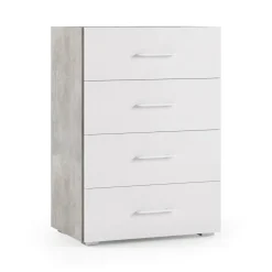 Salotto|Camera Da Letto > Dmora Cassettiera 4 cassetti cemento e bianca 60x87h cm - Solano Bianco, Grigio Cemento