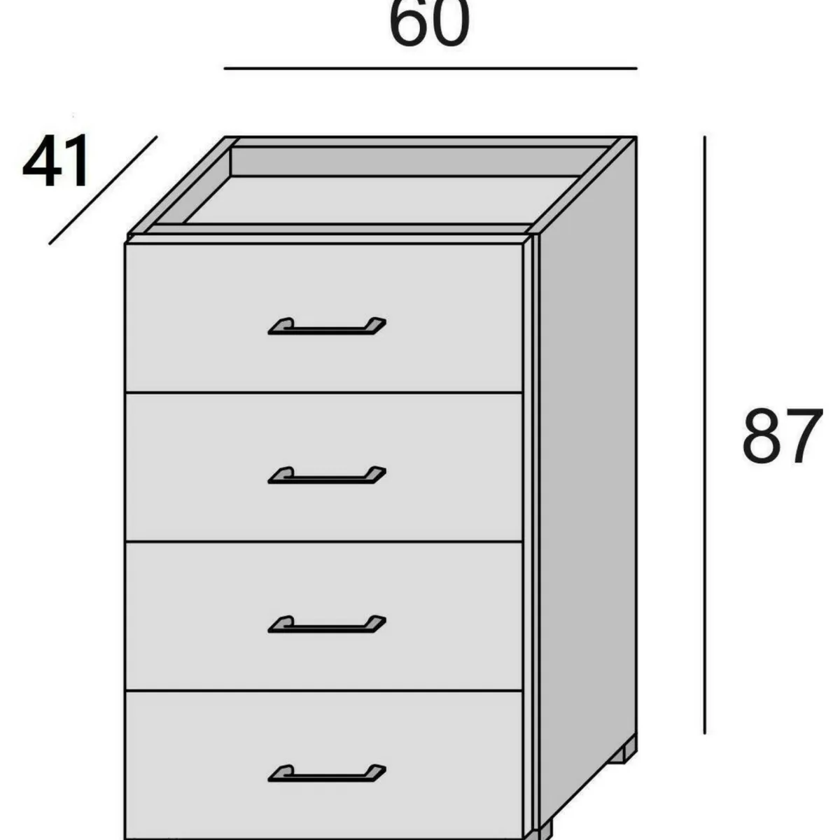 Salotto|Camera Da Letto > Dmora Cassettiera 4 cassetti cemento e bianca 60x87h cm - Solano Bianco, Grigio Cemento