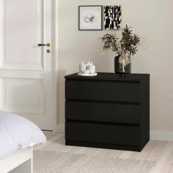 Cassettiera 3 cassetti nera 77x70h cm - Artic