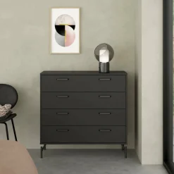 Cassettiere > Dmora Cassettiera 4 cassetti nera 98x95h cm - Puglia Nero