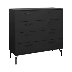 Cassettiere > Dmora Cassettiera 4 cassetti nera 98x95h cm - Puglia Nero