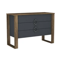 Cassettiere > Dmora Cassettiera 3 cassetti noce e antracite 110x76h cm - Jova Nero Antracite, Marrone Noce