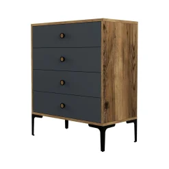 Salotto|Camera Da Letto > Dmora Cassettiera 5 cassetti noce e antracite 76x90h cm - Molly Nero Antracite, Marrone Noce