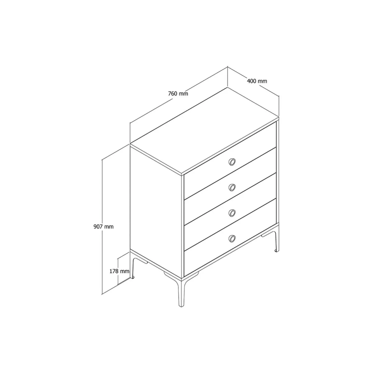 Salotto|Camera Da Letto > Dmora Cassettiera 5 cassetti noce e antracite 76x90h cm - Molly Nero Antracite, Marrone Noce