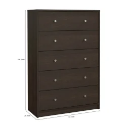 Cassettiera 5 cassetti noce 72x108h cm - Contessa