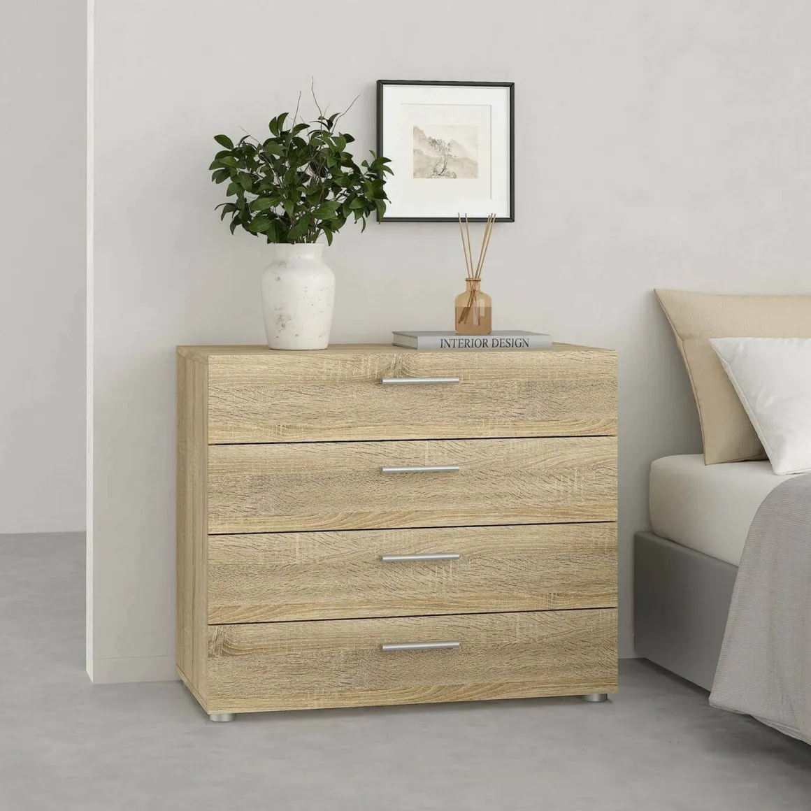 Cassettiera 4 cassetti quercia 80x68h cm - Arwen