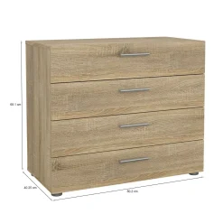 Cassettiera 4 cassetti quercia 80x68h cm - Arwen
