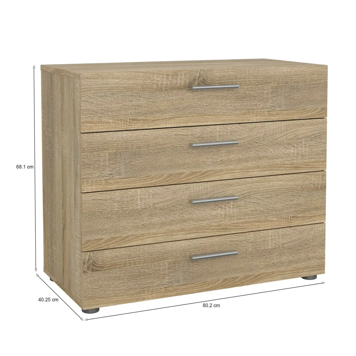 Cassettiera 4 cassetti quercia 80x68h cm - Arwen