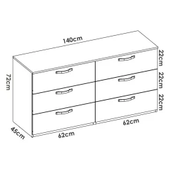 Salotto|Camera Da Letto > Dmora Cassettiera 6 cassetti rovere e antracite 120x82h cm - Esculapio Nero Antracite, Marrone Rovere