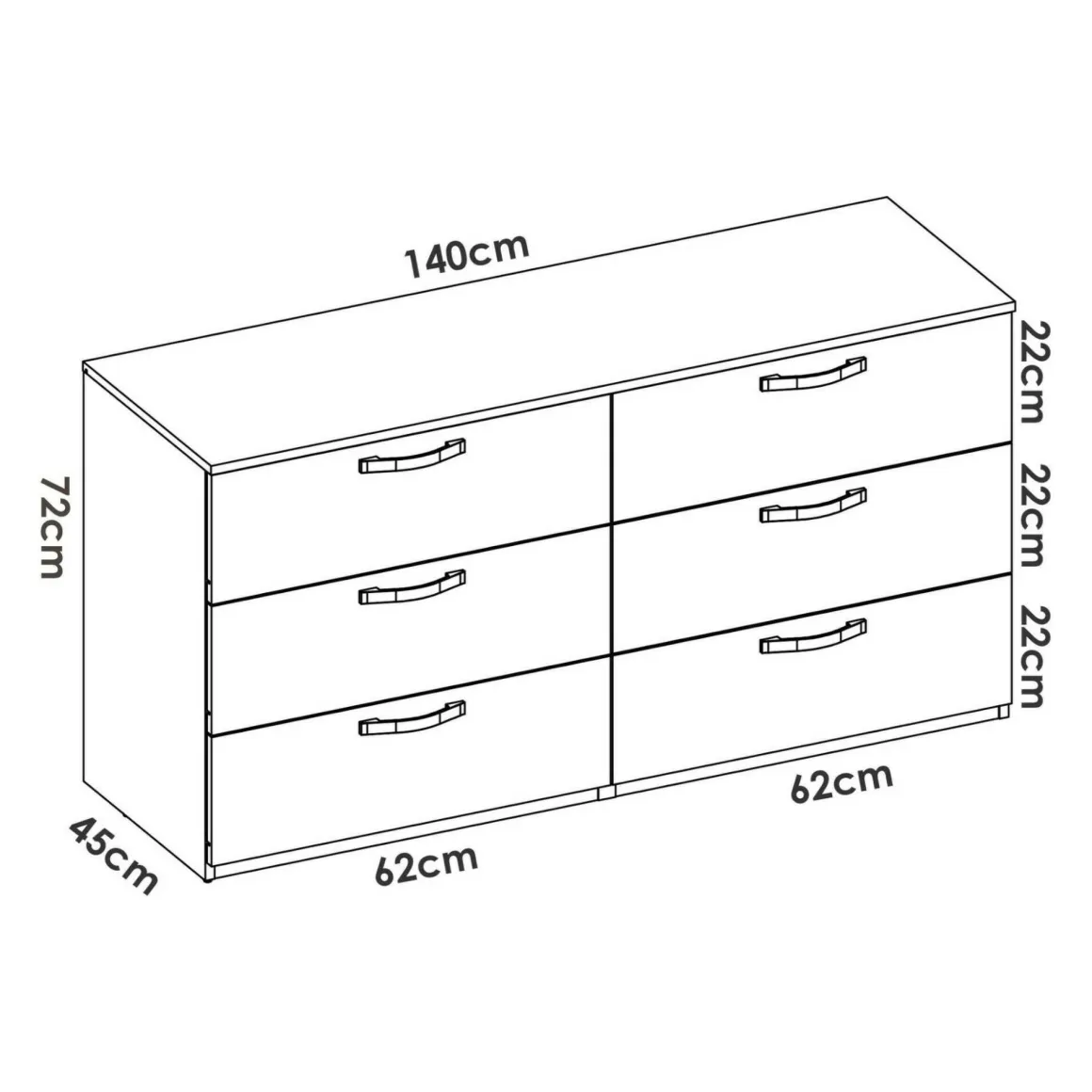 Salotto|Camera Da Letto > Dmora Cassettiera 6 cassetti rovere e antracite 120x82h cm - Esculapio Nero Antracite, Marrone Rovere