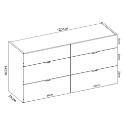 Salotto|Camera Da Letto > Dmora Cassettiera con maniglie bianca 120x62h cm - Avana Bianco